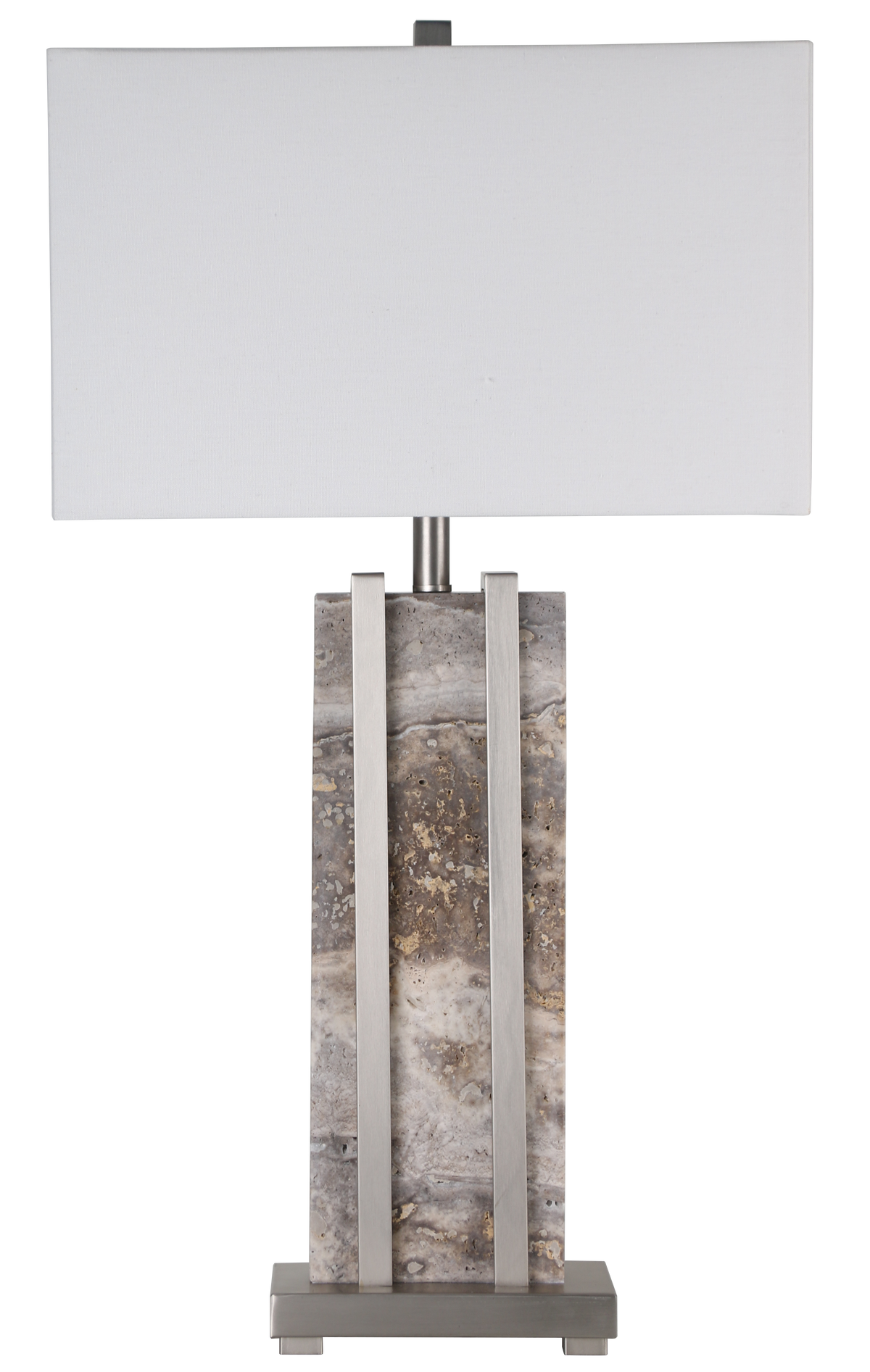 Stark Grey Travertine Table Lamp in Silver-76cm H