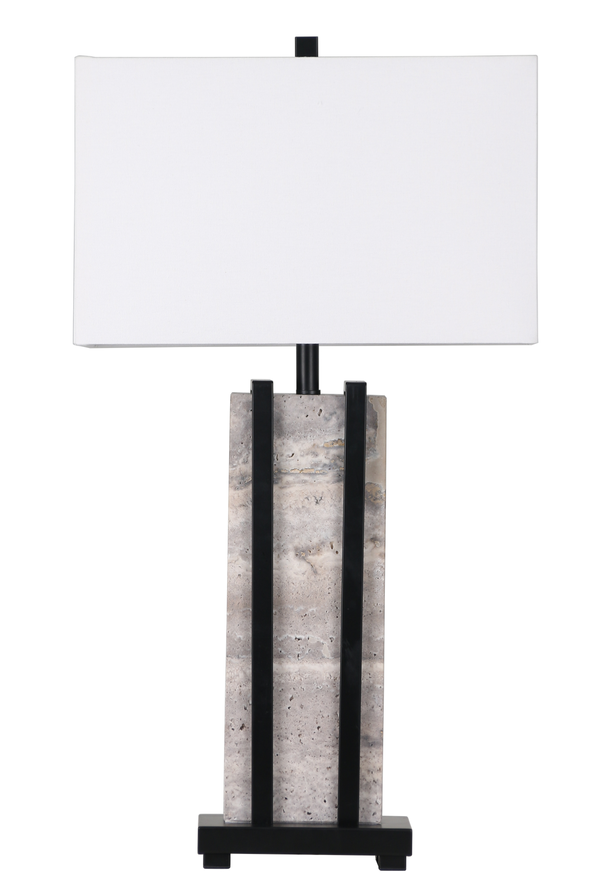 Stark Grey Travertine Table Lamp in Black-76cm H