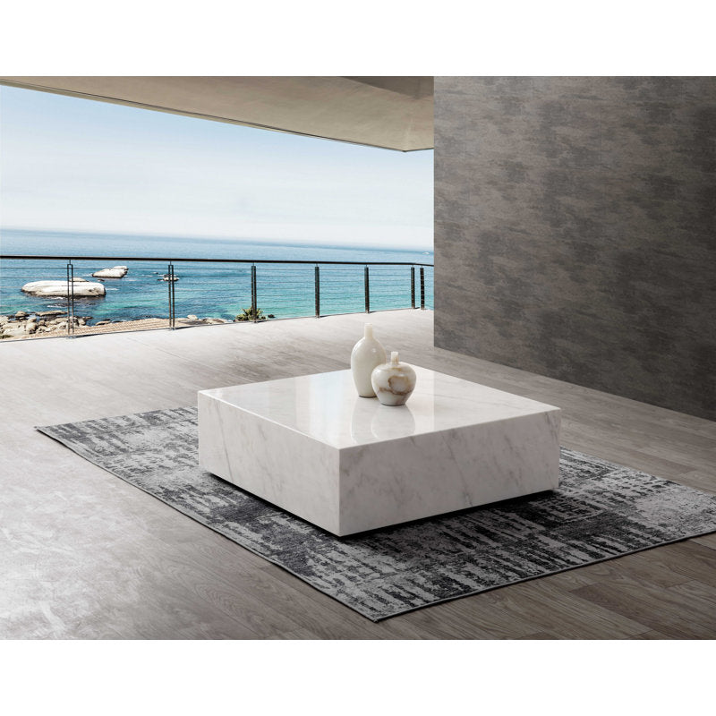 Royal | Enchanted Forest Natural Marble Coffee Table - Black & White - 110×110×50 cm