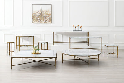 Square Gold Coffee Table with Marble Top