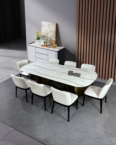 Samuel Oval Marble Dining Table- 8 seater