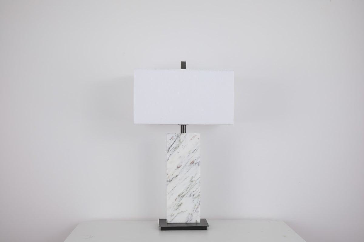Luma Stone Marbled Linen Table Lamp