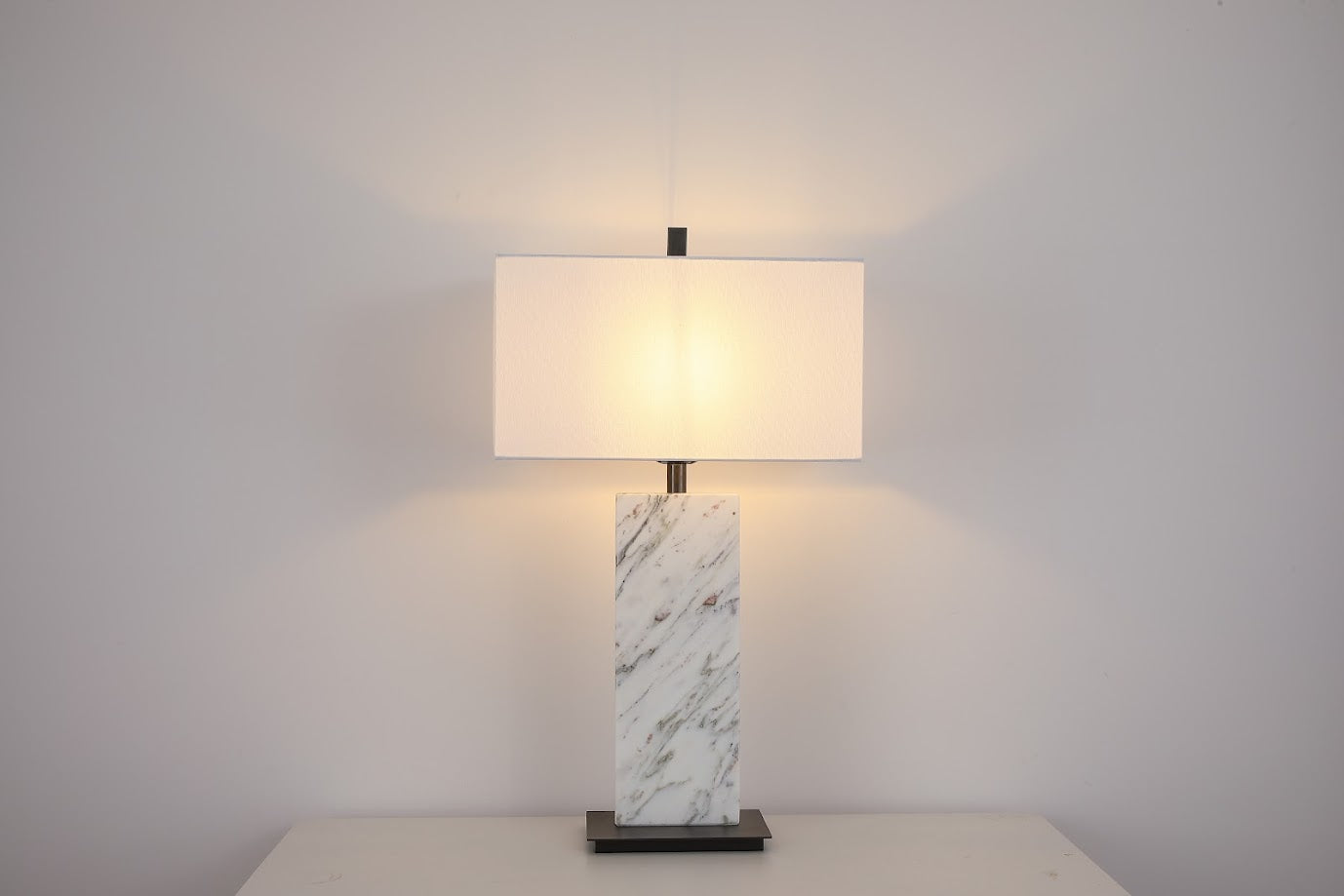 Luma Stone Marbled Linen Table Lamp