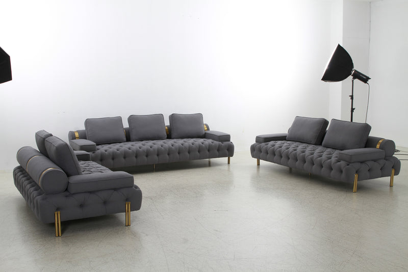 Tufting Dark Grey 4 Seater Sofa