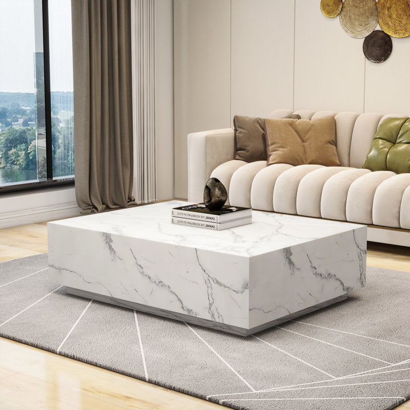 Royal | Mystic Meadow Natural Marble Coffee Table - Black & White - 150×100×40 cm