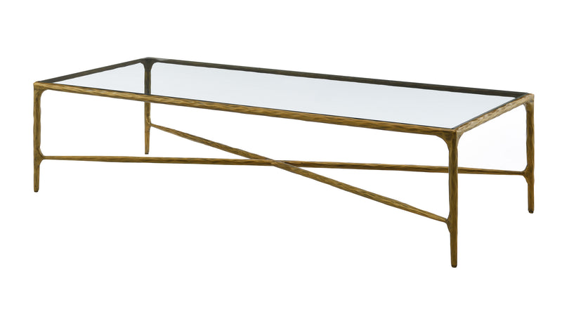 Square Gold Coffee Table with Glass Top
