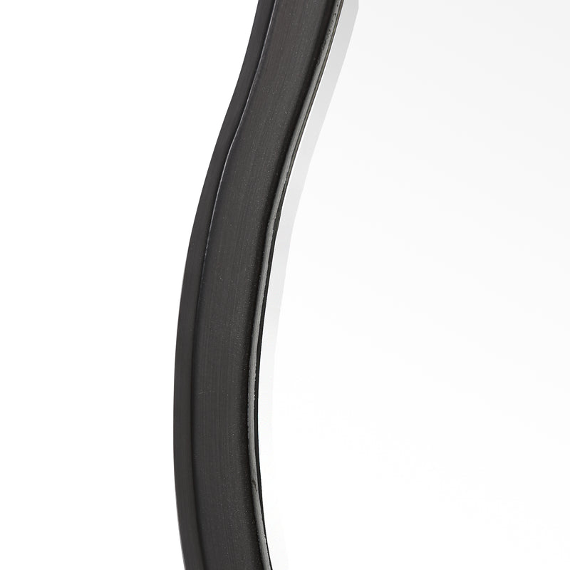 Aneta Black Round Mirror