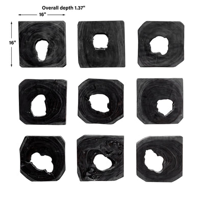 Bahati Wood Wall Art, Ebony, S/9