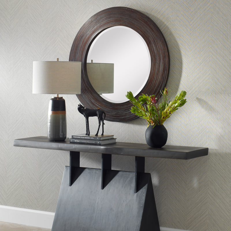 Uttermost Dutton Dark Walnut Round Mirror
