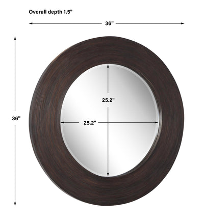 Uttermost Dutton Dark Walnut Round Mirror