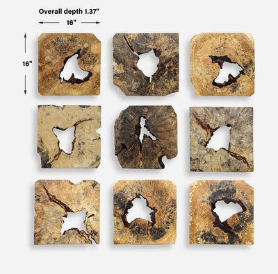 Uttermost Bahati Wood Wall Décor In Natural, S/9