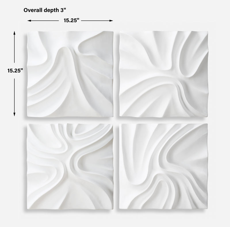 Snowdrift Scultped White Wall Decor, S/4