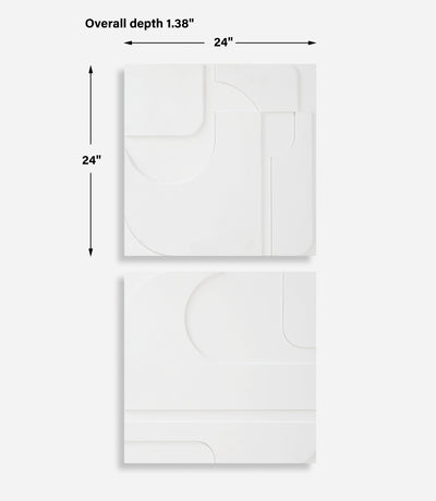 Contours White Wall Decor, S/2