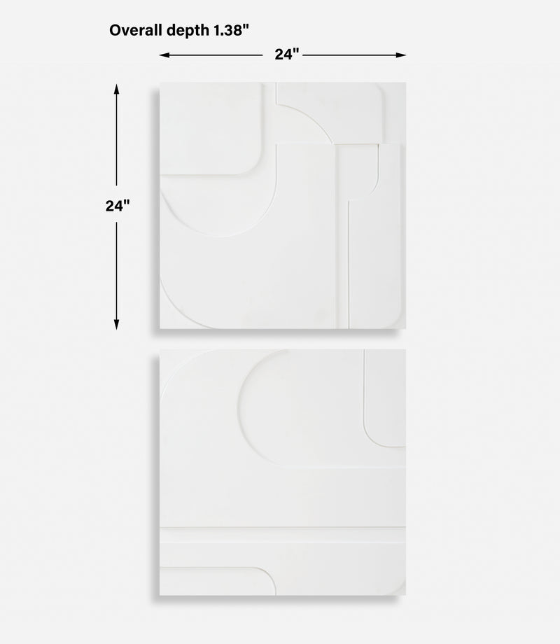 Contours White Wall Decor, S/2