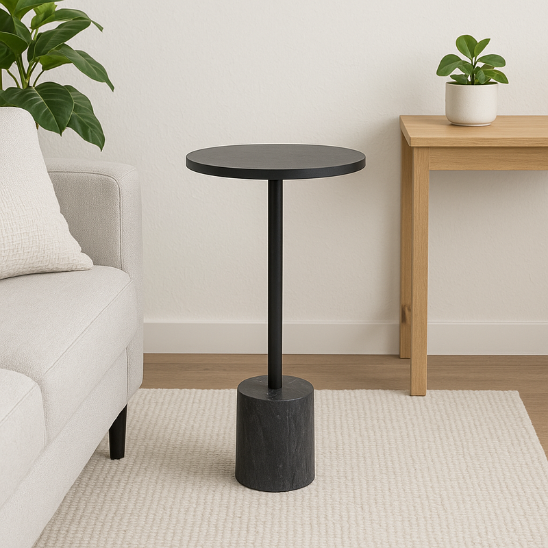 طاولة مشروبات من الرخام الأسود مع الذهب