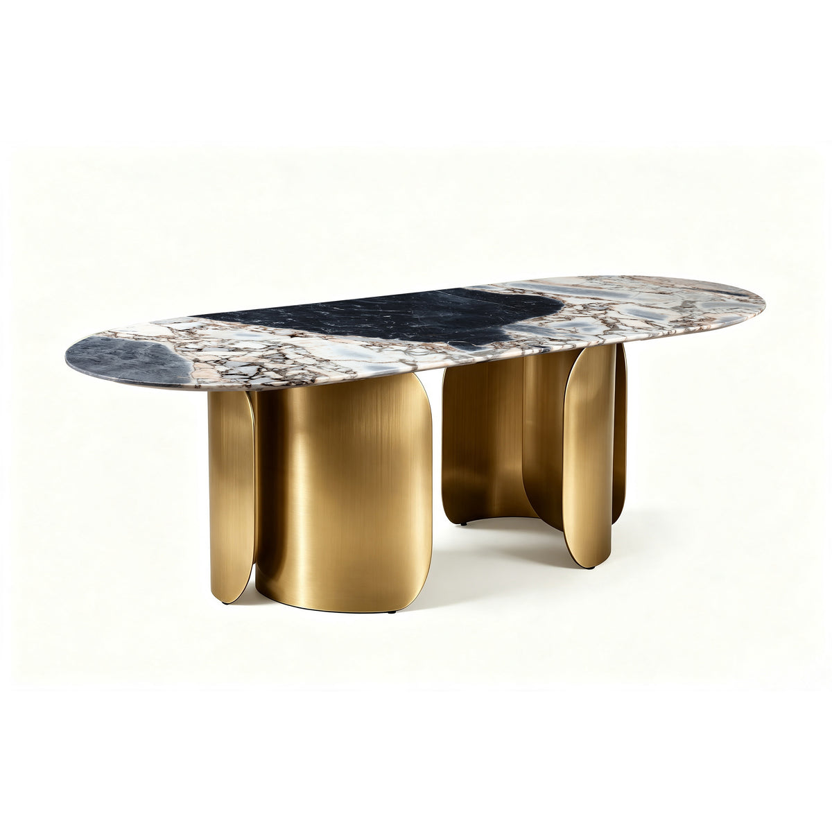 Twirl Ocean Storm Gold Dining Table-200 Cm