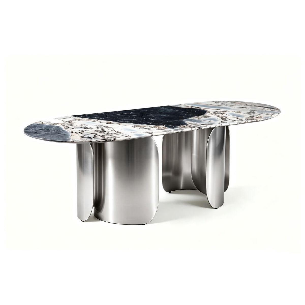 Twirl ocean storm Silver Dining Table-300 Cm