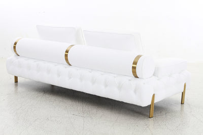 Tufting White 3 Seater Sofa