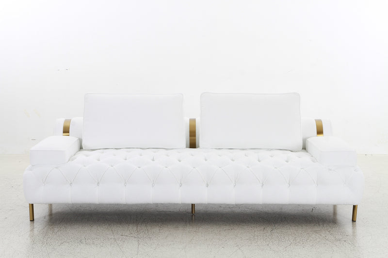 Tufting White 3 Seater Sofa