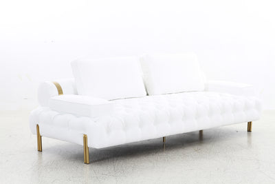 Tufting White 3 Seater Sofa