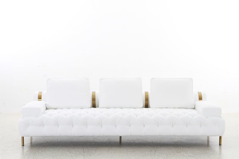 Tufting White 4 Seater Sofa