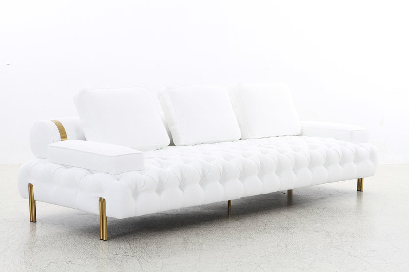 Tufting White 4 Seater Sofa