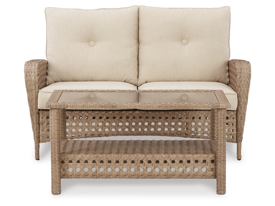 Braylee Outdoor Loveseat with Table (Set of 2)