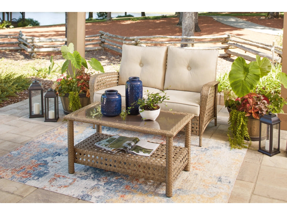 Braylee Outdoor Loveseat with Table (Set of 2)