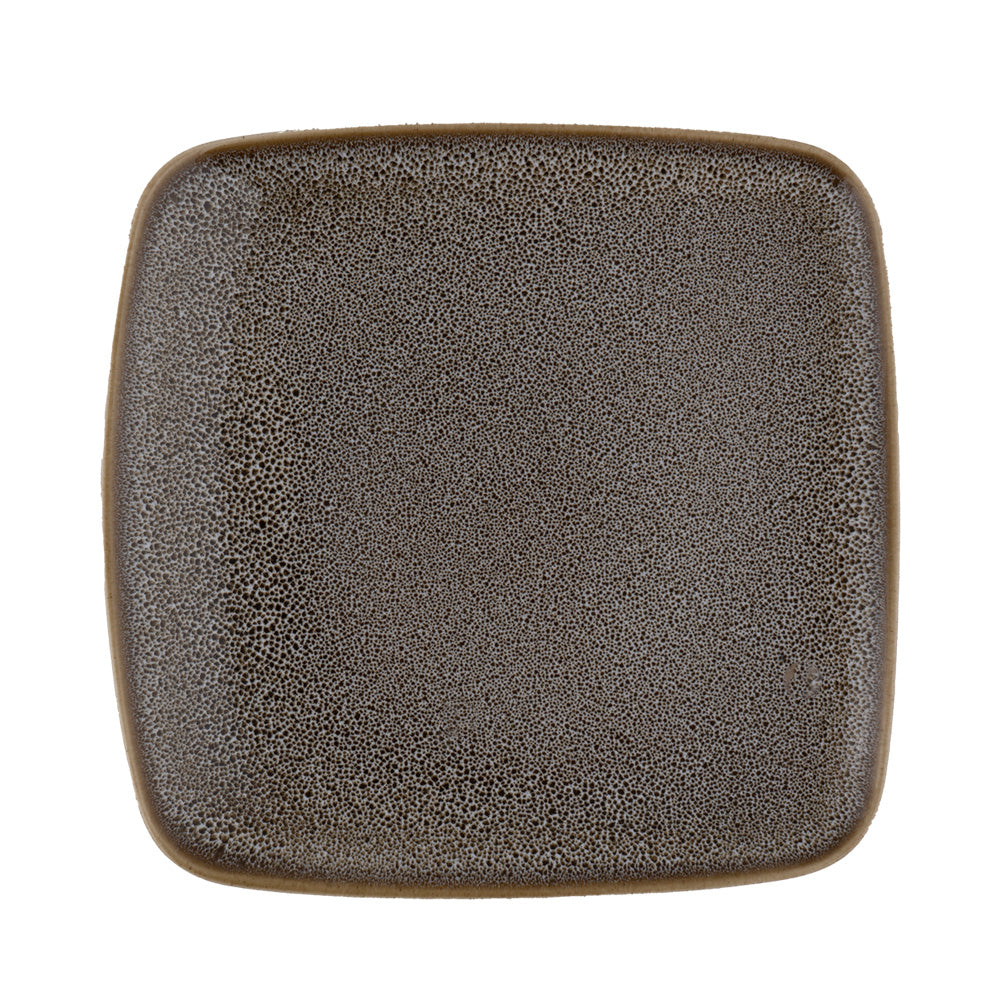 ELEVATED SQUARE PLATE-VS-27 CM-I/S REACTIVE FRECKLES O/S LIGHT BROWN-AHC-A