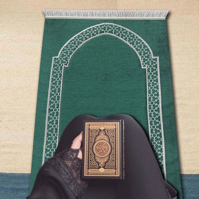 Al-Huda Memory Foam Prayer Mat| Soft Velvet Fabric | Joint & Knee Support | Foldable Design