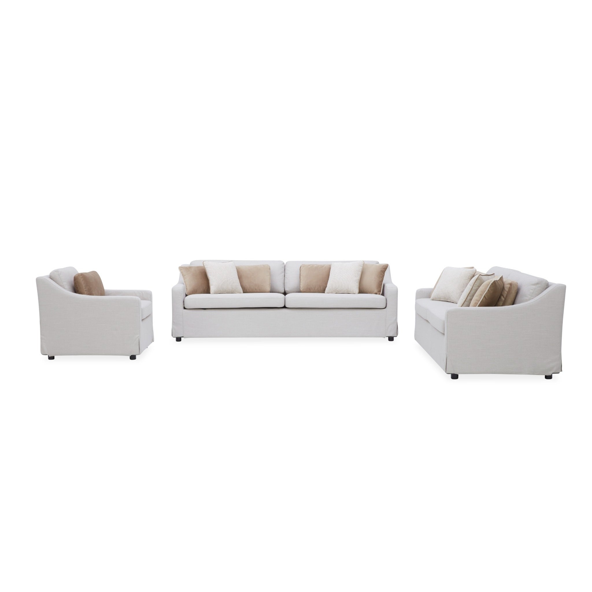 Astra Skirted Living Room (Sofa + Loveseat + Chair)