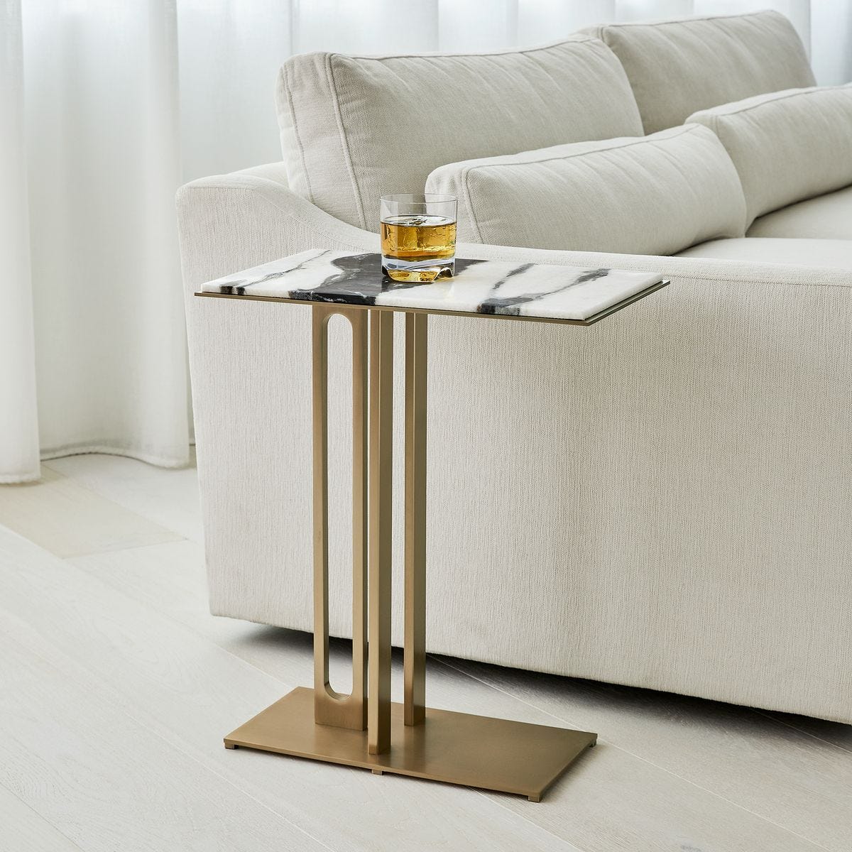 Cantilever Accent Table - Panda Marble