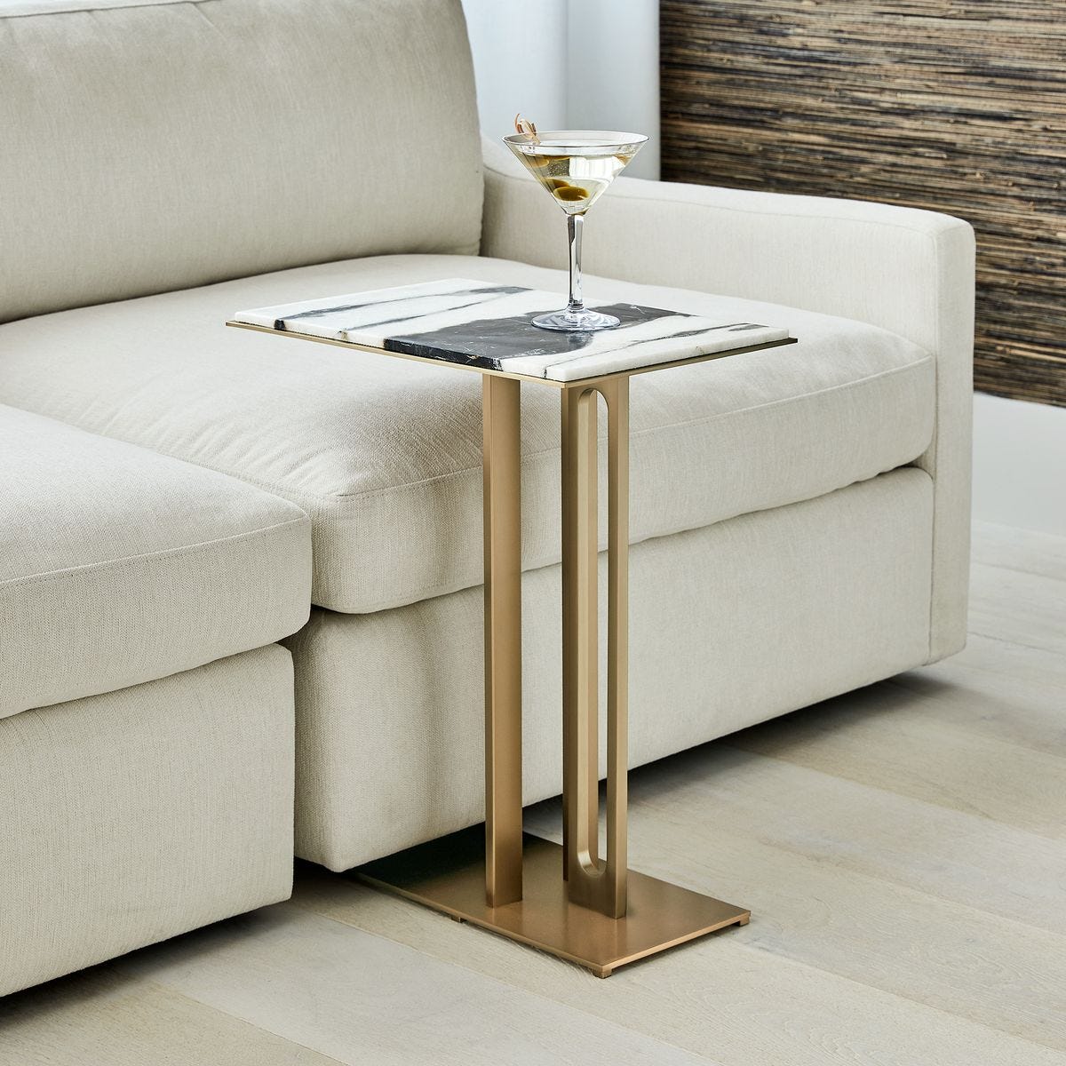 Cantilever Accent Table - Panda Marble