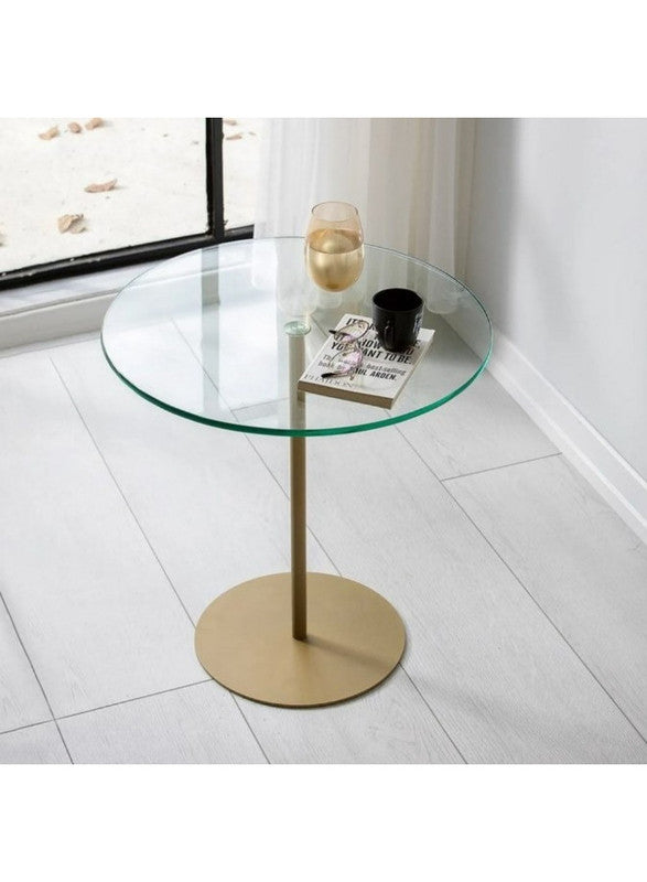 Royal | MapleGlow Side Table in Metal & Glass - Gold & Brown - 40x55 cm
