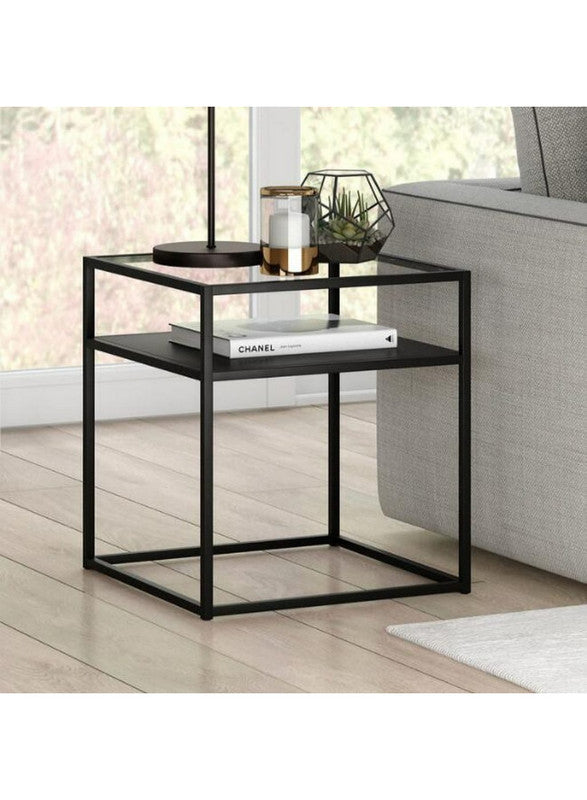 Royal | BirchBreeze Side Table in Iron & Glass - Black - 45x45x55 cm