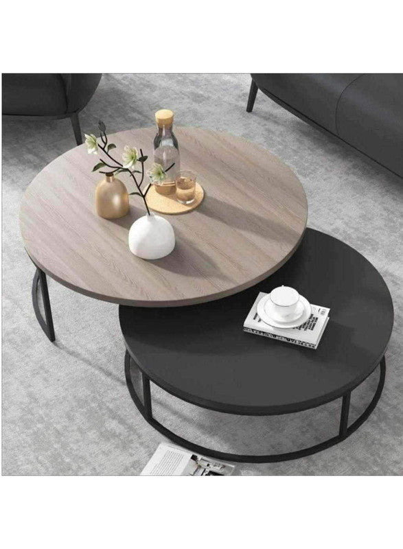 Royal | AshAura 2-Piece Coffee Table Set - Beige & Black
