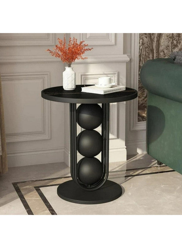 Royal | TeakTranquil Iron Side Table with Steel & Marble Structure - 50×60 cm
