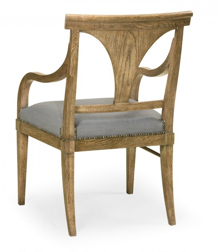 Cambridge Collection - Cut-Out English Brown Oak Dining Arm Chair