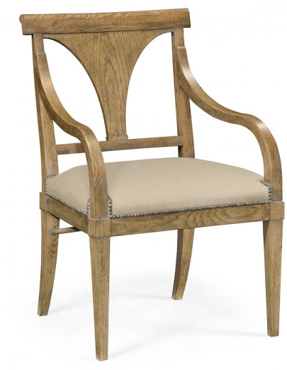Cambridge Collection - Cut-Out English Brown Oak Dining Arm Chair