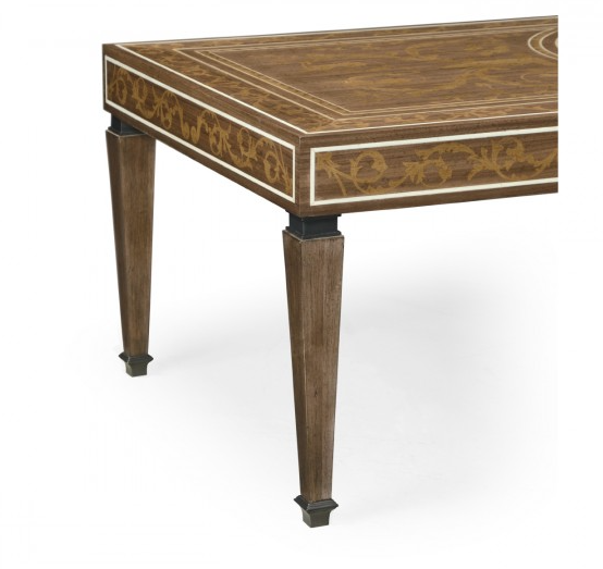 Cambridge Collection - Long Rectangular Tobacco Walnut & Marquetry Coffee Table