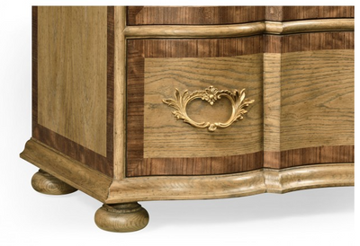 Cambridge Collection - Rectangular Serpentine English Brown Oak Chest of Drawers