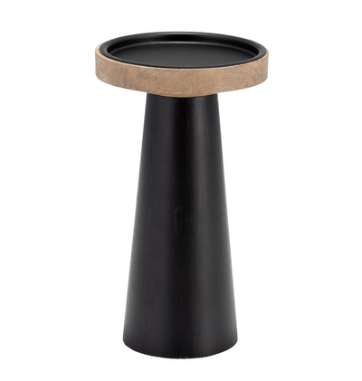 Wood, 19 Flat Candle Holder Stand, Black/Natural