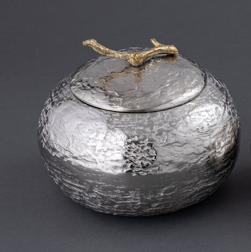 Gold Branch Pedestal Jar - Large