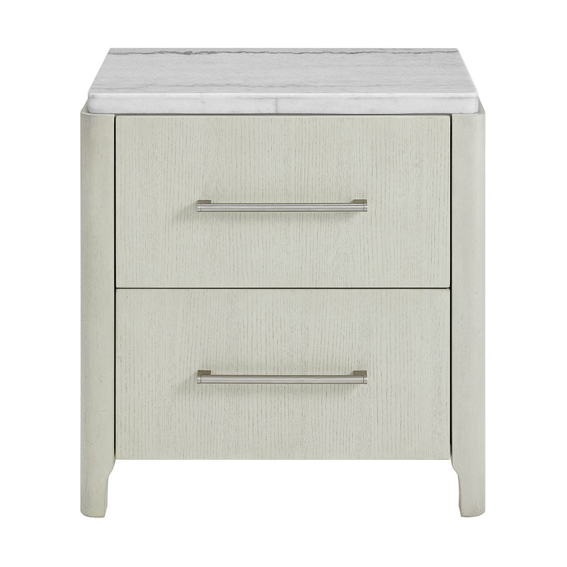 South Beach Light Grey 2-Drawer Nightstand Top Marble With Usb