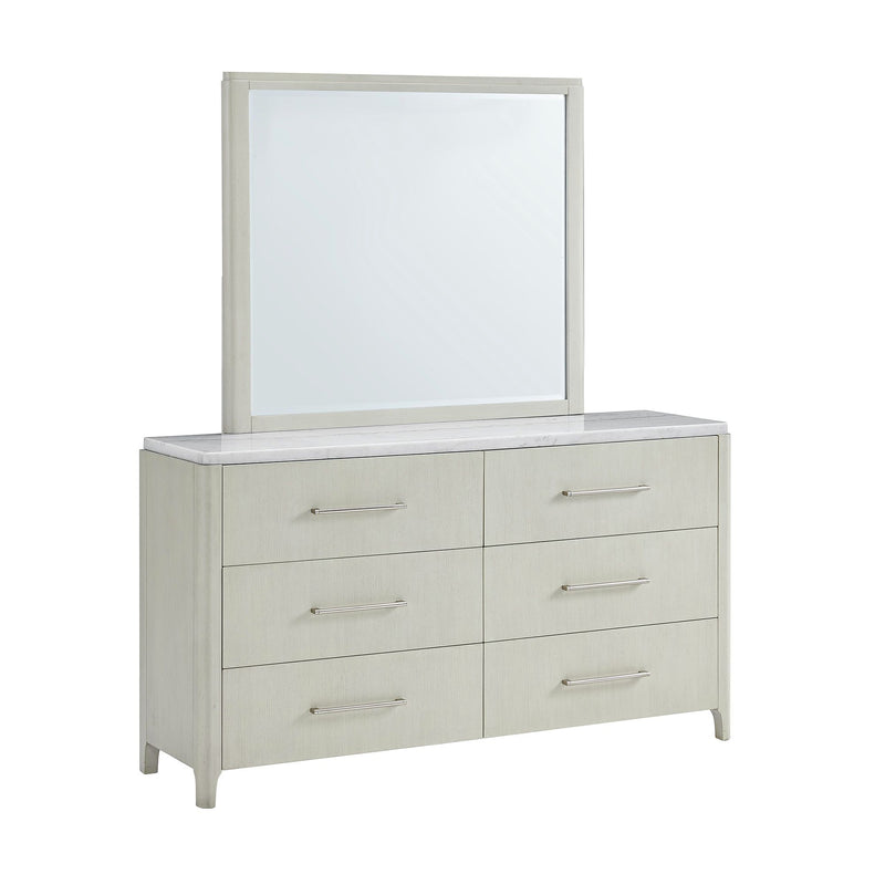 South Beach Light Grey Full Set Marble Top Dresser And Mirror