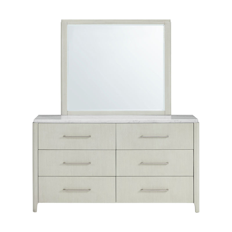 South Beach Light Grey Full Set Marble Top Dresser And Mirror