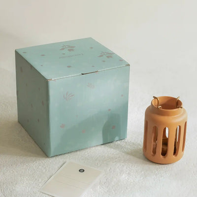 Lupa Terracotta Round Lantern W/Metal Handle - Small