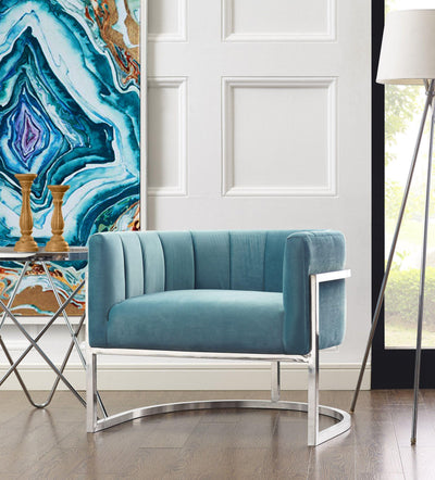 Magnolia Sea Blue Chair with Silver Base