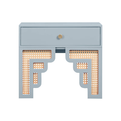 Suzie Pastel Blue & Rattan Nightstand