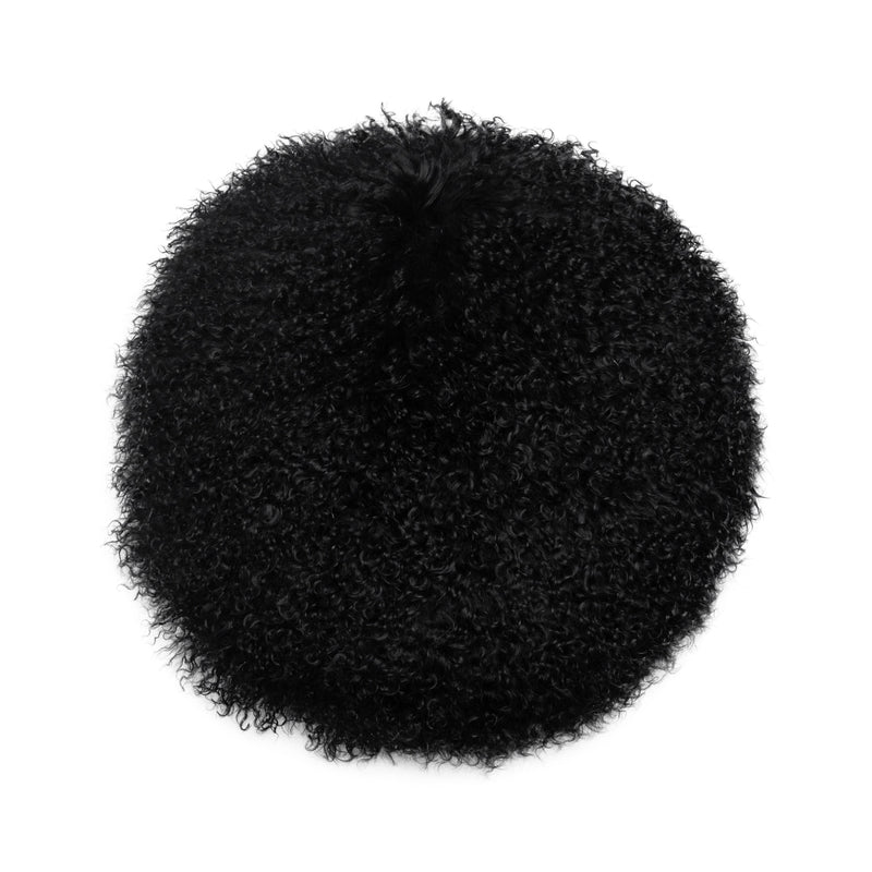 New Zealand Black Sheepskin 16 Round Pillow